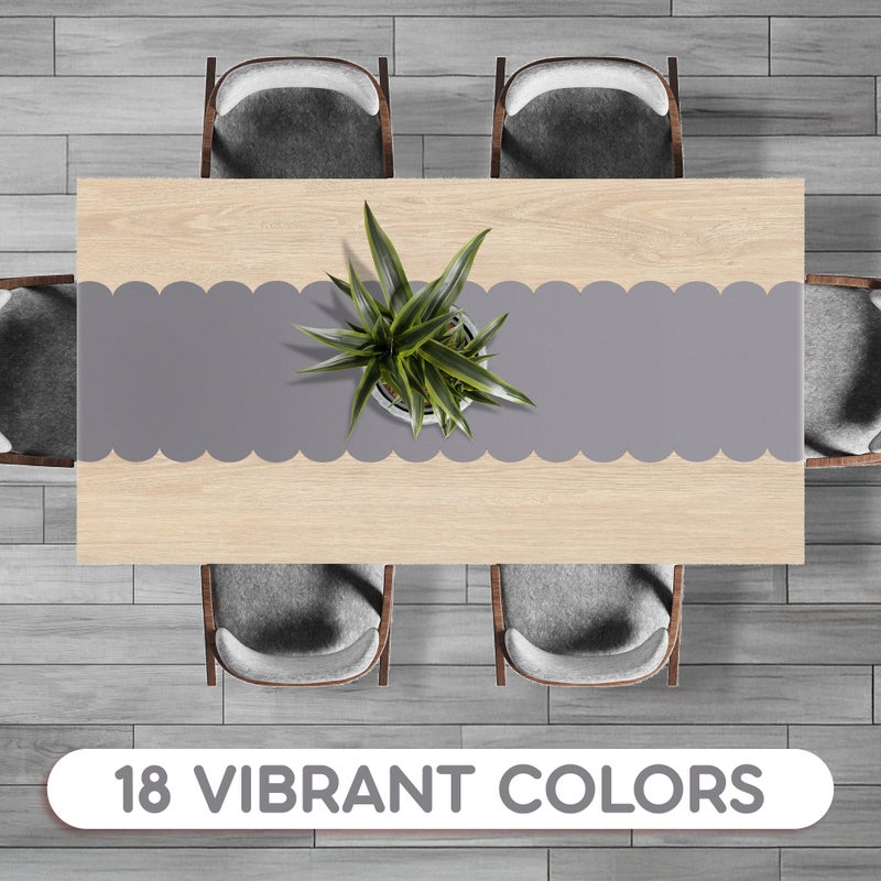 Swanoo Silver Grey Plastic Disposable Table Runner. 5 Pack 14 x 108 inch. Scallop Table Runner Adds A Pop of Color to Your Party Table, by Swanoo - Image 4